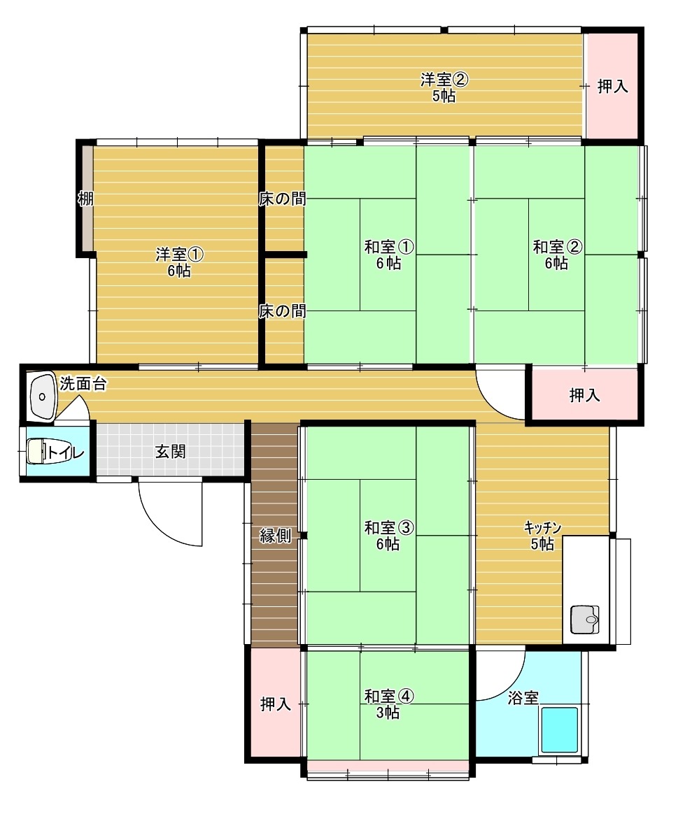 Floor plan for 1980s wood house, 8-min walk to station, Kumamoto