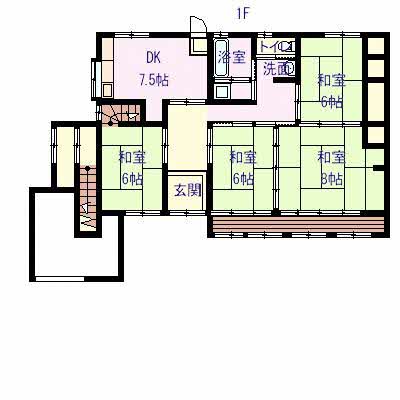 Floor plan for 1970s wood house, 3-min walk to station, Shimane