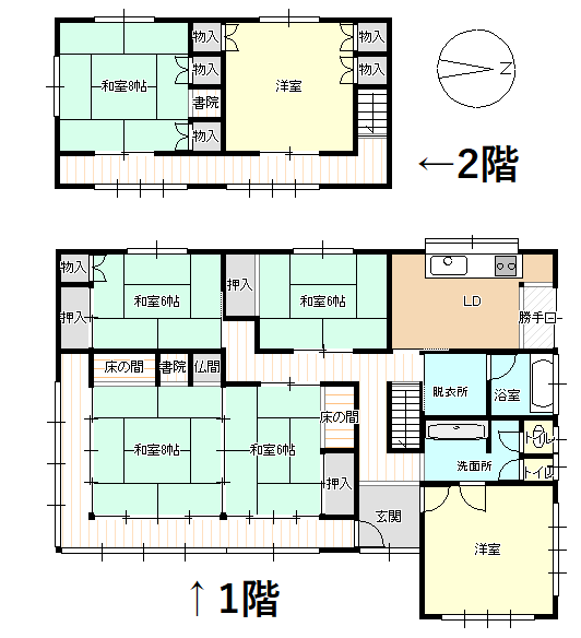 Floor plan for 1970s house, 10-min walk to station, Tottori
