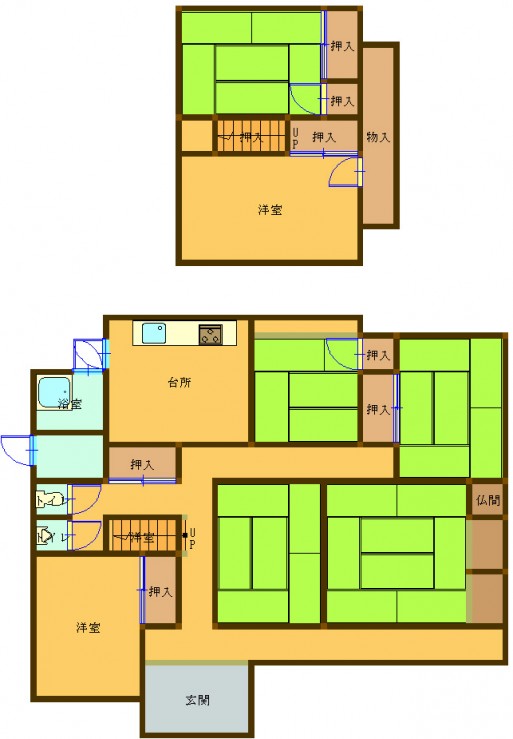 Floor plan for 1980s wood house on a large plot in Oita