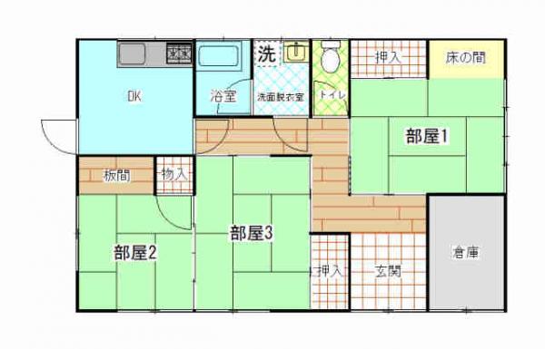 Floor plan for 1980s wood house in Oita