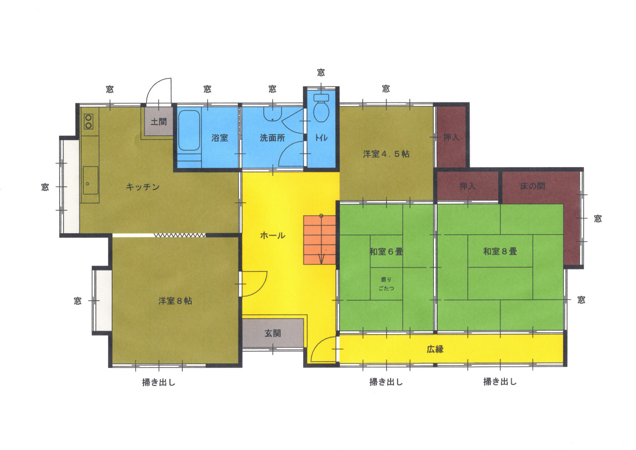 Floor plan for 1970s wood house in Tochigi