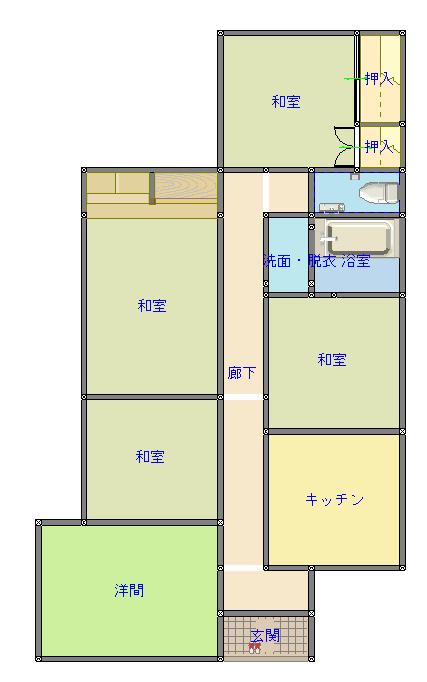 Floor plan for 1970s wood house on a large plot in Koyama, Kimotsuki