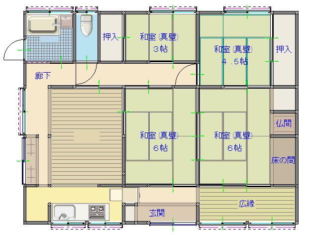 Floor plan for 1960s wood house, 15-min walk to station, Hirasa, Satsumasendai